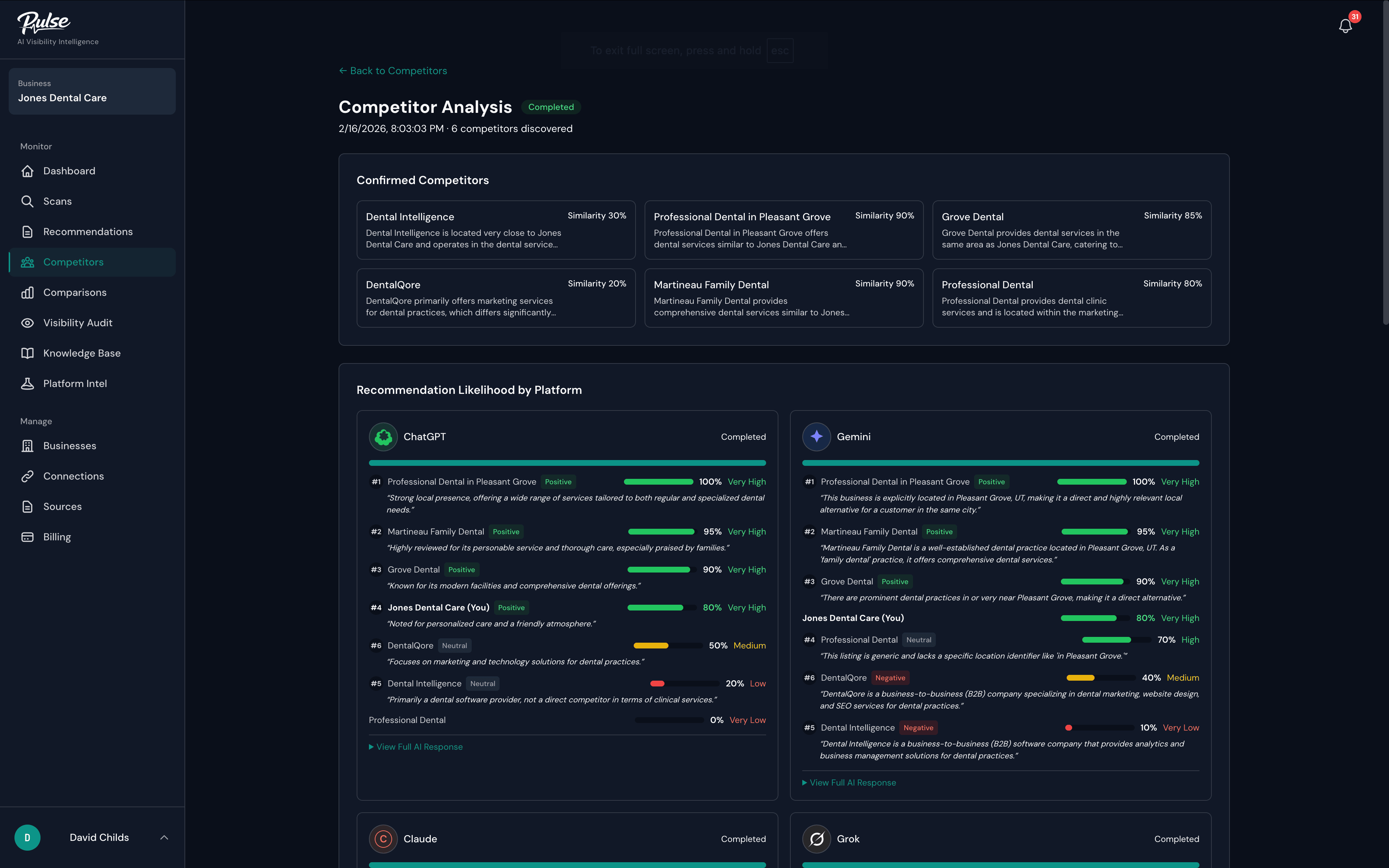 Competitor Intelligence — Claryfy product screenshot
